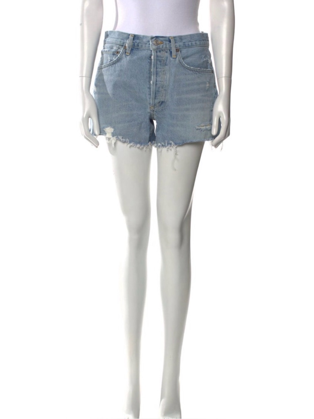 AGOLDE Light Wash Distressed Denim Shorts - Women